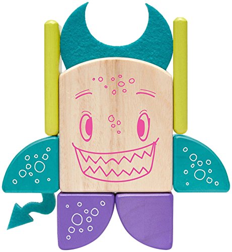 Tegu 5700605 Holzbausteine magnetisch, Sticky Monsters PIP, 8-teilig von Tegu