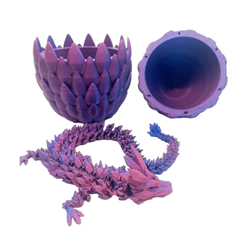 Teksome 3D-Gedruckter Drache mit abnehmbarem Drachenschuppen-Ei, Kristalldrachen-Zappelspielzeug, Drachenei-bewegliches Drachenspielzeug für Kinder, Weihnachtsgeburtstagsgeschenke von Teksome