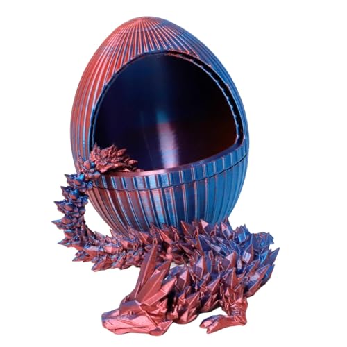 Teksome 3D-gedruckter Drache im Ei – voller beweglicher Drachen-Kristalldrache mit Drachenei, Schlangengetriebe-Ei, Ornament, Schlangenstatue, Dekoration, Fidget Drachen-Ei für Desktop-Dekor von Teksome