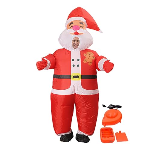 Teksome Aufblasbare Weihnachtsmann-Kostüme,Aufblasbares Weihnachtsmann-Kostüm - Erwachsenenkostüm Weihnachtsmann aufblasbares Weihnachtskostüm - Cosplay-Weihnachtsoutfit, lustige Feiertags-Requisiten von Teksome