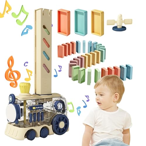 Teksome Automatisches Zugspielzeug, Zugbausteine-Set - Automatisch legendes Autoeisenbahn-Spielzeug - Kleines simuliertes Eisenbahn-Bausteinset mit Licht und Ton für Kinder von Teksome