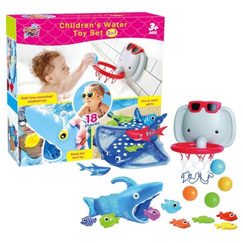 Teksome Badespielzeug-Spielset, Kleinkind-Duschreifen | 18 Stück Duschreifenbälle Cartoon-Badewannenspielzeug | Spielzeug für die frühe Entwicklung von Kindern, Badezeit-Ballspiel für Badezimmer, von Teksome