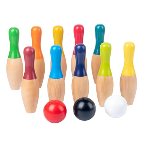 Teksome Bowling-Set für Kleinkinder, Bowling-Spiele für Kinder im Innenbereich - Bowlingspiele für Kinder | Mini-Bowlingkegel und Ballspielzeug, Holzspaß für Kleinkinder drinnen und draußen von Teksome