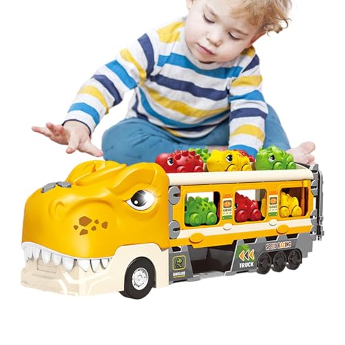 Teksome Dino-Trucks für,Dinosaurier-Transporter-Truck | Transport-Truck-Rennstrecke mit Licht- und Sound-Spielset,Dinosaurier-Transporter, interaktives Transporter-Spielset für Thanksgiving, von Teksome