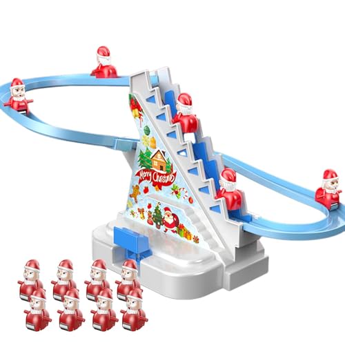 Teksome Elektrische Weihnachtsmann-Kletterleiter, Elektrischer Kletter-Weihnachtsmann mit Musik | Santa Christmas Rolltreppe batteriebetrieben - Automatisches Achterbahn-Spielset, Leiterklettern, von Teksome