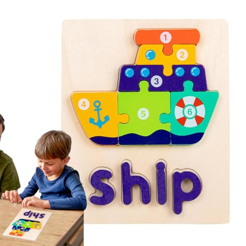 Teksome Holzpuzzles für Kleinkinder,Holzpuzzles für Kinder - 3D-Blöcke, Puzzle, Denksportaufgaben, Spielzeug | Lernspielzeug für Kleinkinder, Farbformen, Wörter, Lernrätsel für Kinder, und Mädchen ab von Teksome