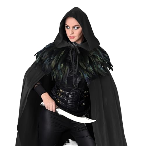 Teksome Kapuze Umhang | Halloween Cosplay Kostüm Mit Kapuze,Unisex Gewand Herren Damen Hexenkostüm für Mottopartys Teksome Kapuze Umhang | Halloween Cosplay Kostüm Mit Kapuze,Unisex Gewand Herren Damen Hexenkostüm für Mottopartys von Teksome