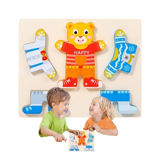 Teksome Kinder-Matching-Spiel, Holztier-Puzzle - Anziehpuzzle aus Holz | Anziehspielzeug, Tierpuzzles, Feinmotorik-Spielzeug für Reisen, Kindergarten, Kindergarten von Teksome