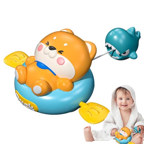 Teksome Kinderbadewannenspielzeug, Badespielzeug mit Zugschnur, Tierförmiges Wasserspielspielzeug, Ziehschnurspielzeug, Wasserbadspaß, süßes Badespielzeug für die Schwimmbadparty von Teksome