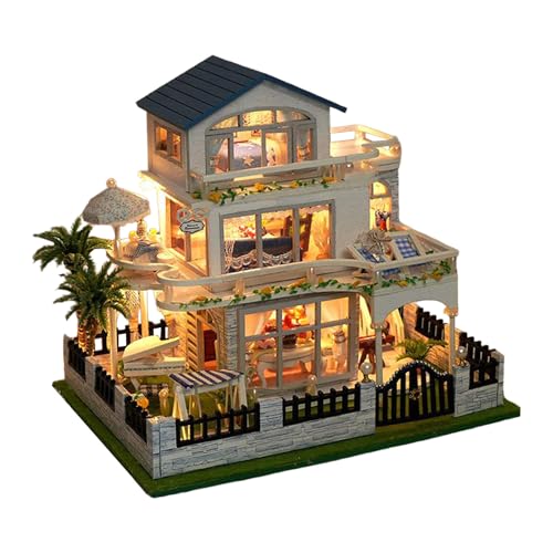 Teksome Kleines Haus Bauset - 3D Holz Handwerk Villa Modellbau Kit mit LED - Handgefertigte Bastelhersteller Sets für Jungen Jugend Frauen Sohn Familie Teens Freunde Tochter Mädchen Teksome Kleines Haus Bauset - 3D Holz Handwerk Villa Modellbau Kit mit LED - Handgefertigte Bastelhersteller Sets für Jungen Jugend Frauen Sohn Familie Teens Freunde Tochter Mädchen von Teksome
