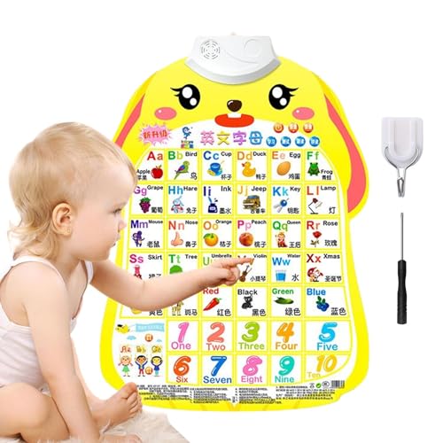 Teksome Lern-Wandtafel für Kinder, pädagogisches Alphabet-Poster, Obstgemüse, Alphabet, Zahlen-Poster mit Ton für Vorschule, , Mädchen im Alter von 1–6 Jahren von Teksome