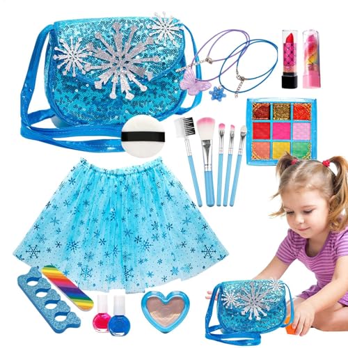 Teksome Make Up Kids Girl | 18X Real Cosmetic Washable Pretend Girls Toys - Extensive Makeup Set, Nail Accessory Set, Makeup Tool Set For 3-12 Year Old Girl von Teksome