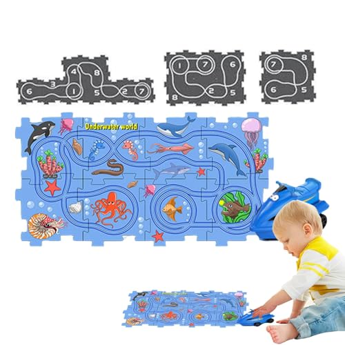 Teksome Puzzle-Track-Car-Spielset, Puzzle-Track-Racer-Spiel,Auto-Spielset Creative Electric - Autospielzeug-Autobahn-Set für Vergnügungsparks, Vorschul-Lernaktivitäten von Teksome