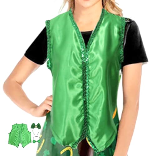 Teksome St. Patrick's Day Kostüm-Set | St. Patricks Day Weste | Urlaubsparty-Outfit für Partyzubehör und St. Patrick's Day Dekorationen von Teksome