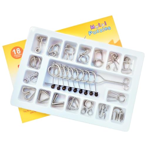 Teksome Verriegelungsspiel, Metalldraht -Puzzle -Set | Set von 18 Ringtrickspielzeug - Feinmotorik -Fähigkeiten, frühkindliche Entwicklungsaktivität für Party bevorzugt Kinder Erwachsene von Teksome