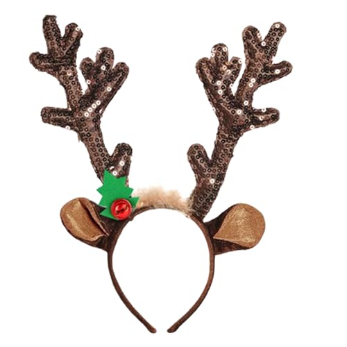 Teksome Weihnachtsgeweih-Stirnband - Süße Rentier-Haarbänder mit Glöckchen | Weihnachts-Kopfbedeckung, Haarbänder, Weihnachts-Kopfschnalle, Weihnachts-Haarschmuck für Partygeschenke von Teksome