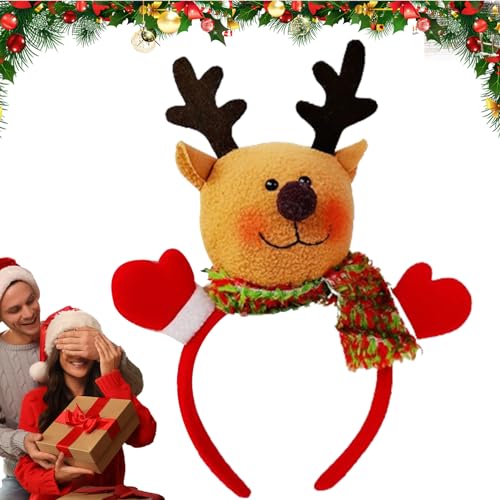 Teksome Weihnachtsstirnbänder,Cartoon-Stirnbänder mit Glöckchen | Haarspangen, Weihnachts-Haarschmuck, Kopfschmuck, Festtagskleid, Kostüm, Partygeschenk für Kinder und Erwachsene von Teksome