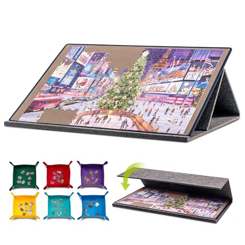 Tektalk Puzzle-Brett mit 2-in-1-Stand- und Abdeckdesign, mehrwinkelverstellbare Halterung und 6 Farbsortierboxen, Matten für die Aufbewahrung/den Schutz von Puzzles, bis zu 1000 Teile – grau Tektalk Puzzle-Brett mit 2-in-1-Stand- und Abdeckdesign, mehrwinkelverstellbare Halterung und 6 Farbsortierboxen, Matten für die Aufbewahrung/den Schutz von Puzzles, bis zu 1000 Teile – grau von Tektalk