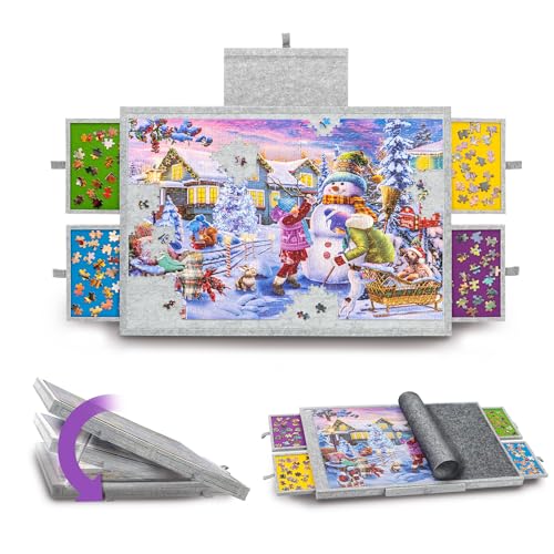 Tektalk Puzzletisch mit integriertem verstellbarem Ständer/Halterung, 3-Kippwinkel, superleichtes Filzpuzzle-Plateaubrett mit Abdeckung und 4 Sortierschubladen, für bis zu 1000 Teile - Light Gray Tektalk Puzzletisch mit integriertem verstellbarem Ständer/Halterung, 3-Kippwinkel, superleichtes Filzpuzzle-Plateaubrett mit Abdeckung und 4 Sortierschubladen, für bis zu 1000 Teile - Light Gray von Tektalk
