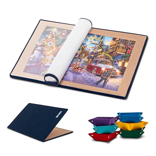 Tektalk faltbares Puzzle Board mit 6 Sortierschalen, tragbare Puzzlematte mit transparenter wasserdichter & staubdichter Abdeckung für Puzzleaufbewahrung/Saver, für bis zu 1500 Puzzleteile – Khaki von Tektalk