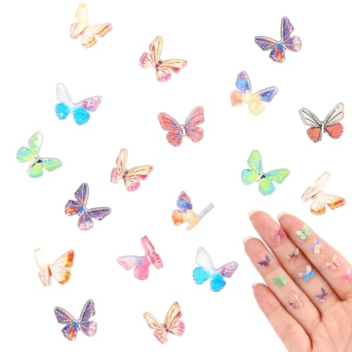 40 Stück Mini Schmetterling Harz Kleine Schmetterlinge Garten Puppenhaus Mini Figuren Miniatur Landschaft Dekoration Bunte 3D Schmetterling Dekoration für Terrarium Feengarten Landschaft von Telooco