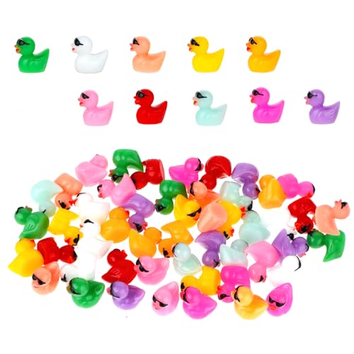 50 Stück Mini Enten mit Sonnenbrille Harz Ente Landschafts Dekoration Mini Figuren Niedliche Miniatur Enten Plastikenten Kunstharz Enten für DIY Puppenhaus Gartendekoration (10 Farben) von Telooco