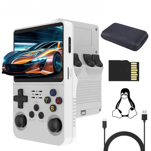 R36S Handheld Spielkonsole, Open Source Linux System 3,5 Zoll IPS Bildschirm Retro Handheld Konsole mit Tasche, 128G TF Karte 17000+ Spiele 10+ Emulatoren 3500mAh Akku Emulator Handheld von Temoo