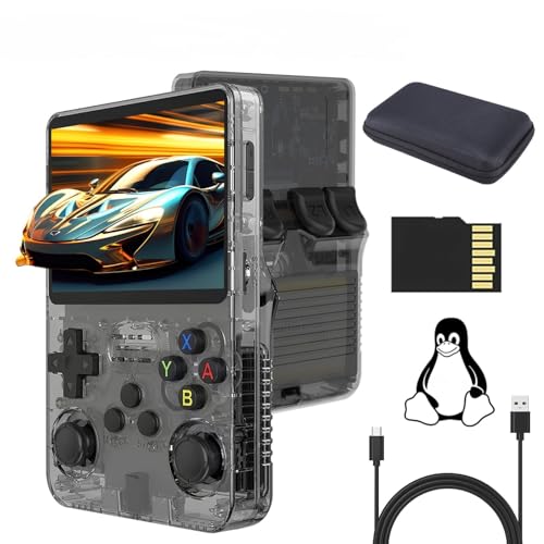 R36S Handheld Spielkonsole, Open Source Linux System 3,5 Zoll IPS Bildschirm Retro Handheld Konsole mit Tasche, 128G TF Karte 17000+ Spiele 10+ Emulatoren 3500mAh Akku Emulator Handheld von Temoo