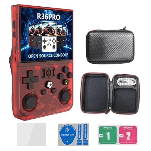 Temoo R40MAX Retro Handheld Spielkonsole, 3,5 Zoll IPS Bildschirm Open Source Linux System Retro Spielekonsole, 128G TF Karte 2W+ Spiele 30+ Emulatoren 4000mAh Akku Emulator Handheld von Temoo