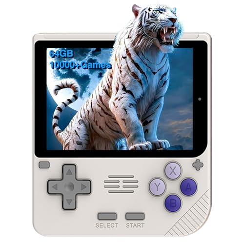 Retro Handheld Spielkonsole für Powkiddy V10, 3,5 Zoll IPS Open Source Linux System Emulator Konsole, 10+ Emulatoren Emulator Handheld Console Unterstützung Controller, 10000 Spiele 64GB Grau von Temoo