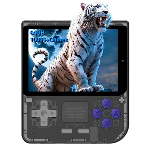 Retro Handheld Spielkonsole für Powkiddy V10, 3,5 Zoll IPS Open Source Linux System Emulator Konsole, 10+ Emulatoren Emulator Handheld Console Unterstützung Controller, 10000 Spiele 64GB Schwarz von Temoo