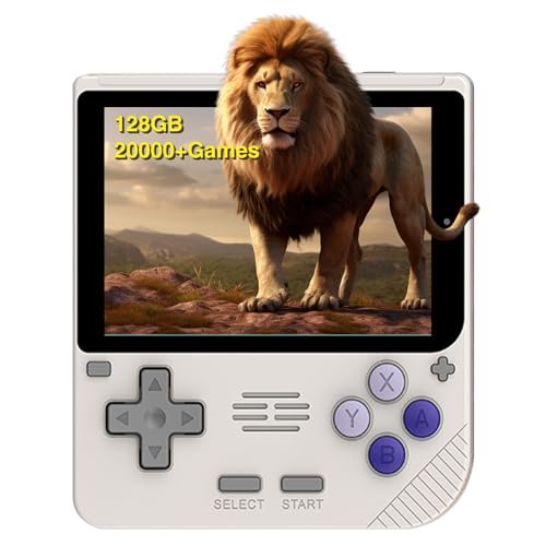 Retro Handheld Spielkonsole für Powkiddy V10, 3,5 Zoll IPS Open Source Linux System Emulator Konsole, 10+ Emulatoren Emulator Handheld Console Unterstützung Controller, 20000 Spiele 128GB Grau von Temoo