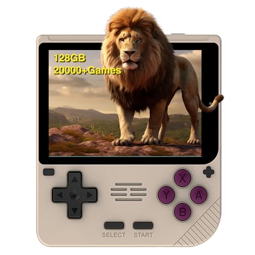 Retro Handheld Spielkonsole für Powkiddy V10, 3,5 Zoll IPS Open Source Linux System Emulator Konsole, 10+ Emulatoren Emulator Handheld Console Unterstützung Controller, 20000 Spiele 128GB Khaki von Temoo