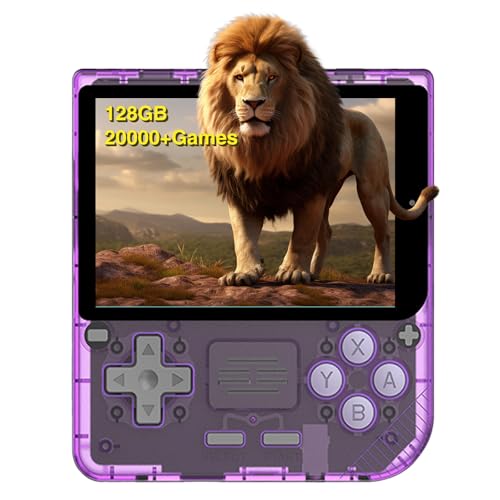 Retro Handheld Spielkonsole für Powkiddy V10, 3,5 Zoll IPS Open Source Linux System Emulator Konsole, 10+ Emulatoren Emulator Handheld Console Unterstützung Controller, 20000 Spiele 128GB Lila von Temoo