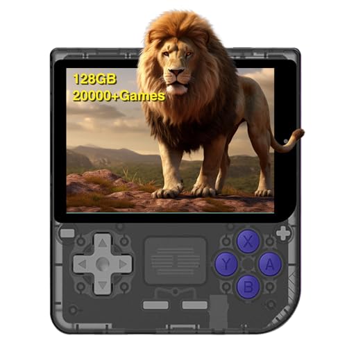 Retro Handheld Spielkonsole für Powkiddy V10, 3,5 Zoll IPS Open Source Linux System Emulator Konsole, 10+ Emulatoren Emulator Handheld Console Unterstützung Controller, 20000 Spiele 128GB Schwarz von Temoo