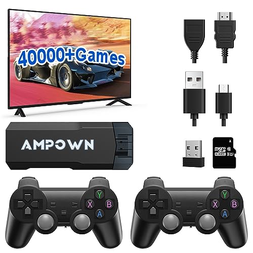 Retro Konsole mit Dual 2.4G Wireless-Controller, Eingebaute Karte 40000+ Spiele Retro Spielekonsole, Retro Console Unterstützt 40+ Simulatoren, 4K Retro Game Console Ausgang für TV-64G von Temoo