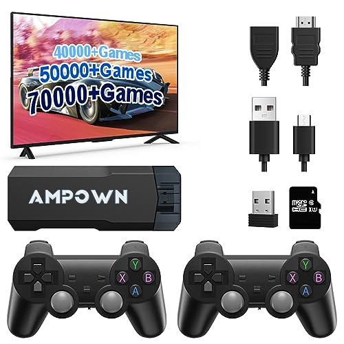 Retro Konsole mit Dual 2.4G Wireless-Controller, Eingebaute Karte 37000+ Spiele Retro Spielekonsole, Retro Console Unterstützt 40+ Simulatoren, 4K Retro Game Console Ausgang für TV-256G von Temoo