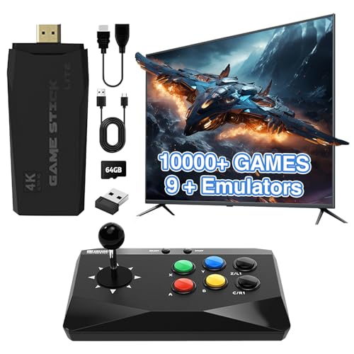 Retro Spielekonsole, 10000+ Klassische Spiele Retro Konsole Unterstützung 9+ Simulator, Spielekonsole für Fernseher mit 2.4G Kabellosem Gaming-Controller, Retro Game Stick für TV Computer von Temoo