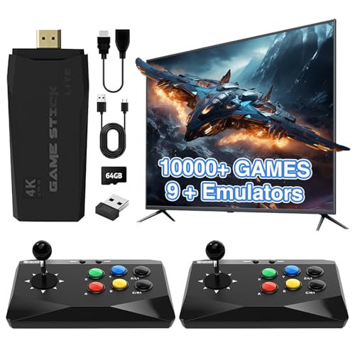 Retro Spielekonsole, 10000+ Klassische Spiele Retro Konsole Unterstützung 9+ Simulator, Spielekonsole für Fernseher mit 2.4G Kabellosem Gaming-Controller, Retro Game Stick für TV Computer von Temoo