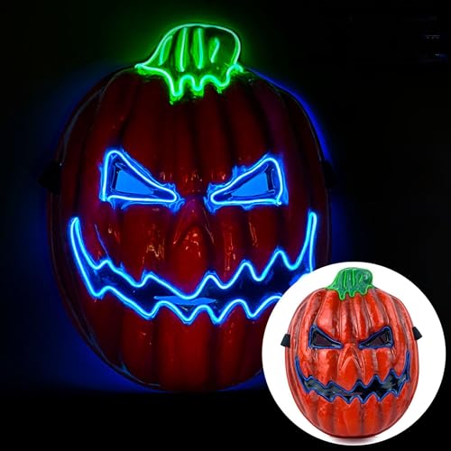 Temoo LED-Halloween-Maske, leuchtende gruselige LED-Gesichtsmaske, Halloween, gruselige leuchtende Halloween-Maske, leuchtende Maske für Kinder, Männer, Frauen, Halloween, Festival, Party, 28 x 21 cm von Temoo