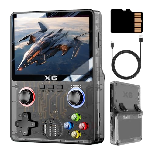 X6 Handheld Spielkonsole, 10000+ Spiele Retro Handheld, Dual 3D Joystick 3.5-Zoll OCA IPS Bildschirm Retro Spielekonsole, Emulator Handheld Unterstützung 11 Arten Von Simulatoren, TF Karte Erweiterung von Temoo