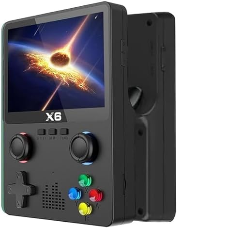 X6 Retro Handheld Spielkonsole, 64 GB 10000+ Spiele 3,5 Zoll IPS Bildschirm Emulator Konsole, 11 Retro-Emulatorsysteme Handheld Console mit Dual-3D-Joystick, Unterstützt HD und TV Ausgabe von Temoo