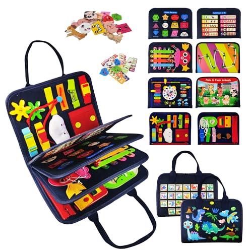 TenFans Busy Board ab 1 Jahr - Montessori-inspiriertes Quiet Book mit Reißverschluss & Schnallen - Sensorisches Reisespielzeug für Auto/Flugzeug - Lernspiel Geschenk für Mädchen 1-4 Jahre TenFans Busy Board ab 1 Jahr - Montessori-inspiriertes Quiet Book mit Reißverschluss & Schnallen - Sensorisches Reisespielzeug für Auto/Flugzeug - Lernspiel Geschenk für Mädchen 1-4 Jahre von TenFans