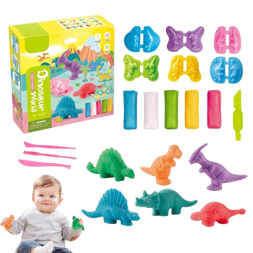 TenaLucy 15 Stück Knete Zubehör Knetwerkzeug,mit 6 Dinosaurier Plastilin Werkzeuge mit 5 Knete Werkzeug und 4 Messer,Knete Zubehör Set DIY Knetwerkzeug Dinosaurier Kinderspielzeug,für Kinder von TenaLucy