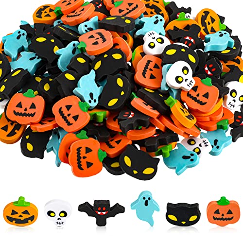 150 Stück Halloween Mini Radiergummis Mini Radiergummi Sortiment Kürbis Geist Fledermaus Mini Radiergummis für Kinder Trick or Treat Halloween Party Favors Goody Bag Filler von Tenare