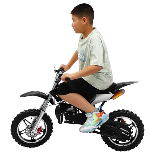 Kinder Mini Elektro Crossbike 49cc 2-Takt Motor Dirt Bike Dirtbike für Kinder, Pocket Bike Motorrad Motocross Dirtbike (Schwarz) von Tenddya