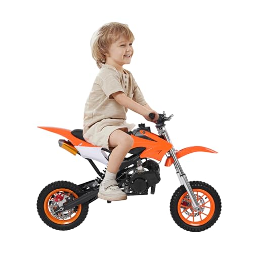 Kinder-Motorrad, Kinder Elektromotorrad, Elektromotorrad, 49CC Dirt Bike für Kinder ab 6-16Jahren Kindermotorrad (Orange) von Tenddya