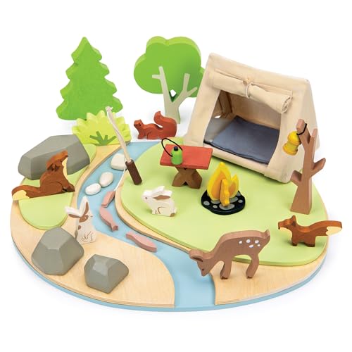Tender Leaf Toys Camping-Set mit Wildtiermotiv - Holz Campingset mit Zelt, Lagerfeuer, Rute und Zubehör - Phantasievolles Spielset - Geschichtenerzählen und Tender Leaf Toys Camping-Set mit Wildtiermotiv - Holz Campingset mit Zelt, Lagerfeuer, Rute und Zubehör - Phantasievolles Spielset - Geschichtenerzählen und von Tender Leaf Toys