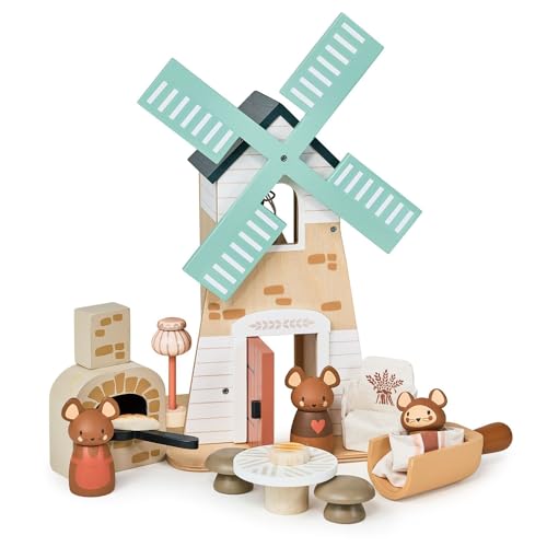 Tender Leaf Toys - Penny-Windmühle - Entzückende rotierende Windmühle aus Holz mit Familie von Spielzeugmäusen und Zubehör, fantasievolles Spiel - Kreatives Geschichtenerzählen entwickeln - von Tender Leaf Toys
