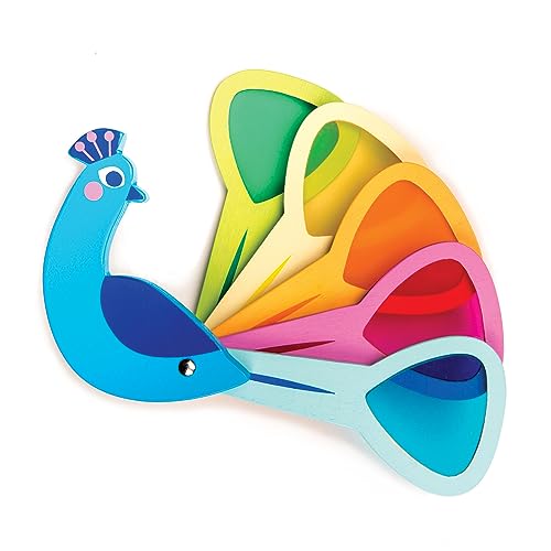 Tender Leaf Toys Pfauen-Regenbogenfarben – Kaleidoskop-Spiel aus Holz und Geschenk für Kinder ab 3 Jahren von Tender Leaf Toys